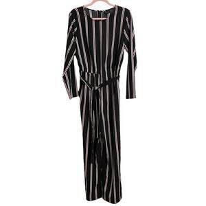 Who What Wear Striped Navy and Red Jumpsuit